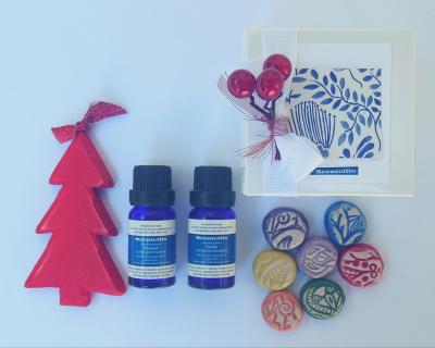 Scentcillo Christmas gift set with colourful ceramic aroma stones