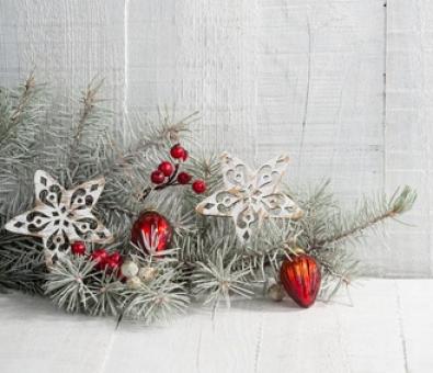 Silver and red Christmas decorations